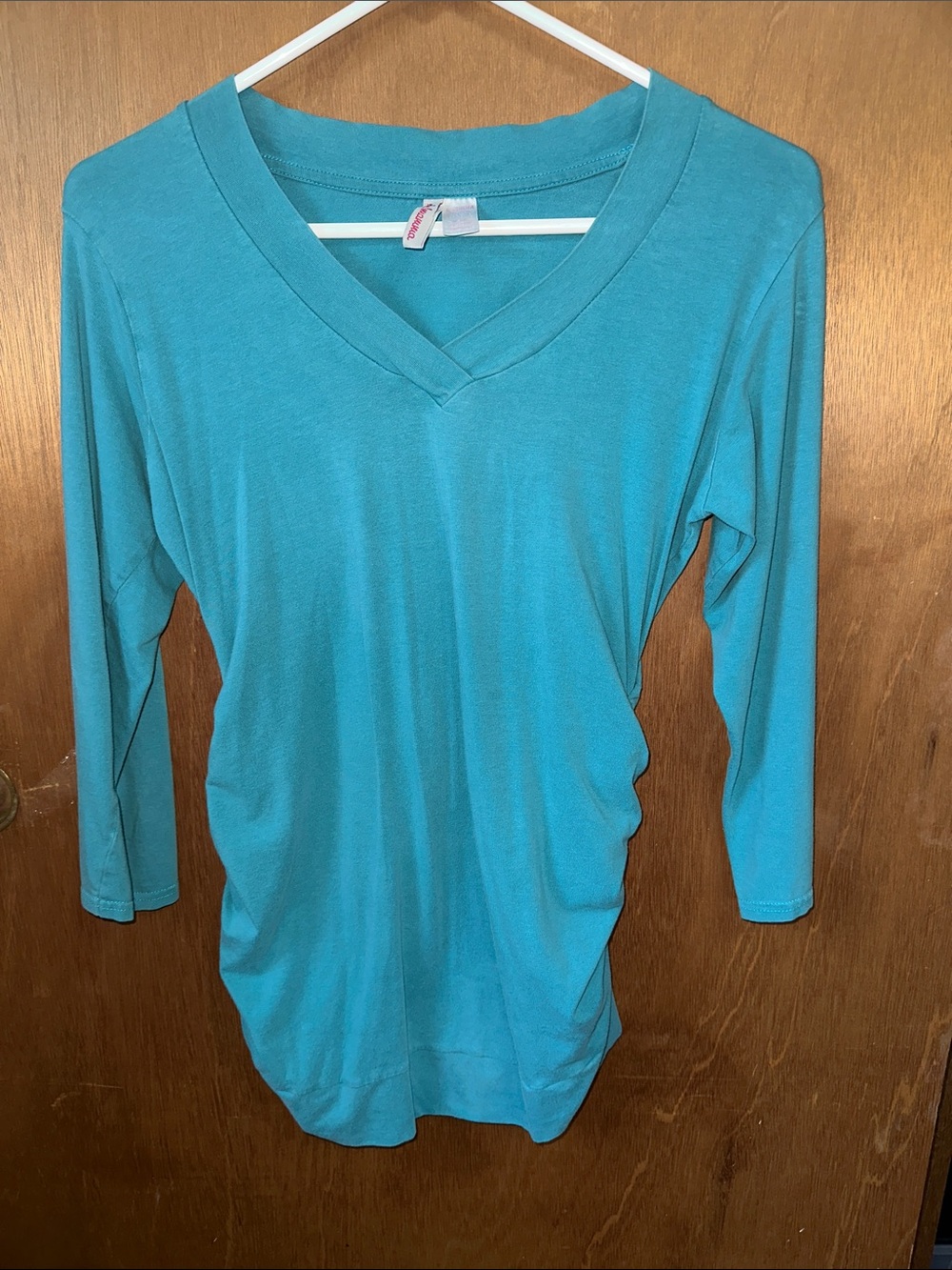 Oh! Mamma Teal V-Neck 3/4 Sleeve Top
